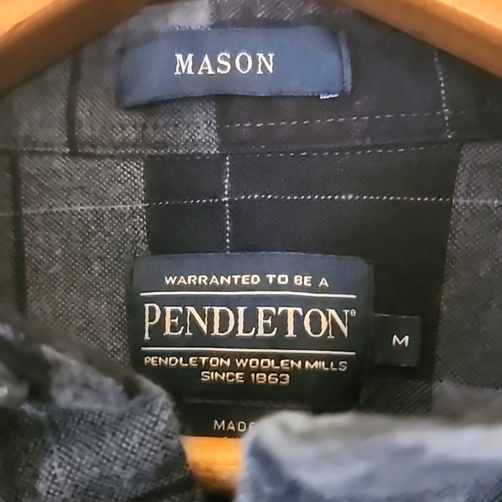 Pendleton Medium Gray + Black Check Flannel Shirt… - image 3